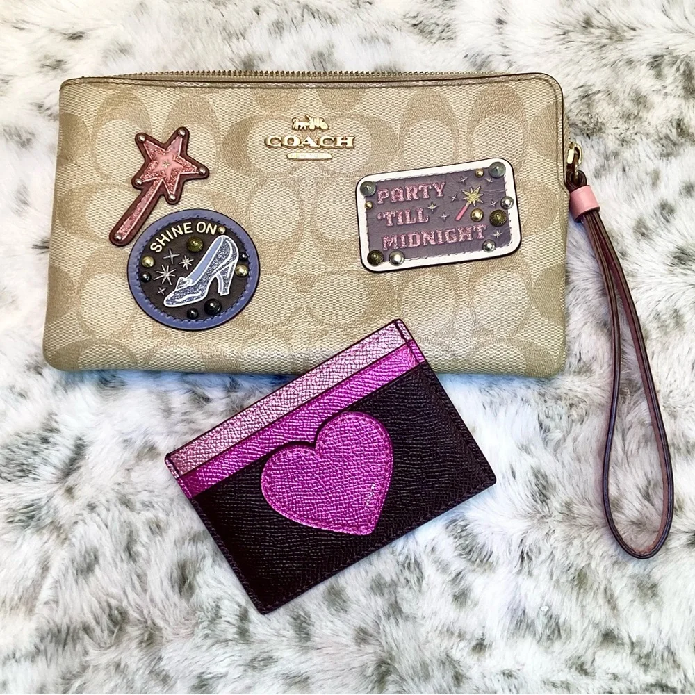 DISNEY X COACH Cinderella Patches Corner Zip Wristlet